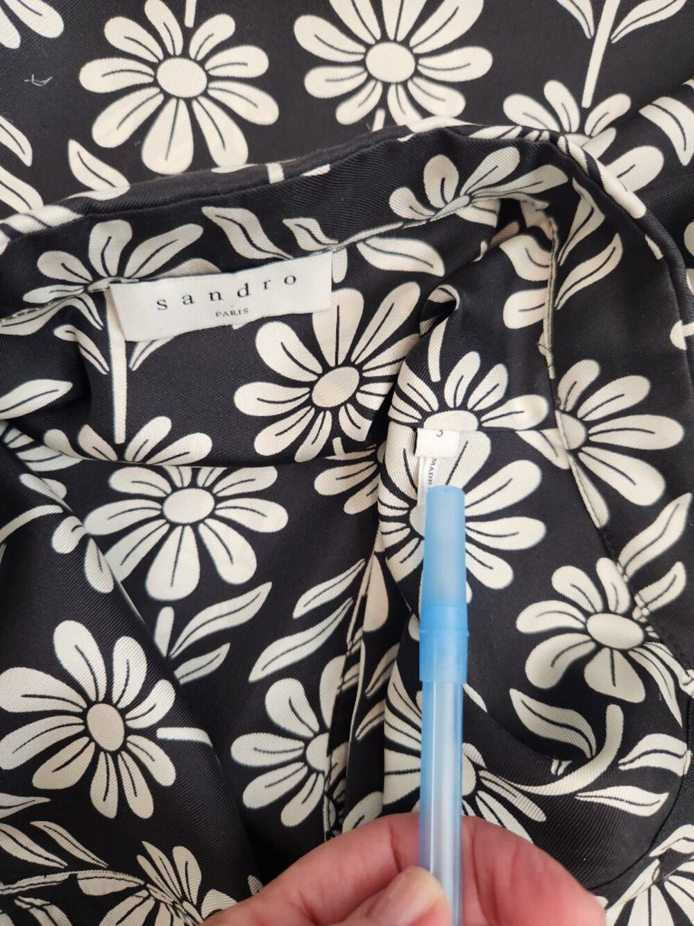 Sandro Harriet Floral-Print Silk Shirt - Size 3 - Picture 6 of 9